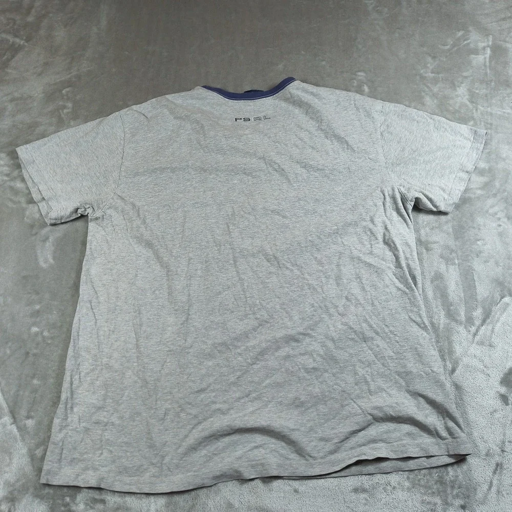 Vintage Polo Ralph Lauren Shirt Mens Large Gray‎ Blue Ringer 67 Crew Neck